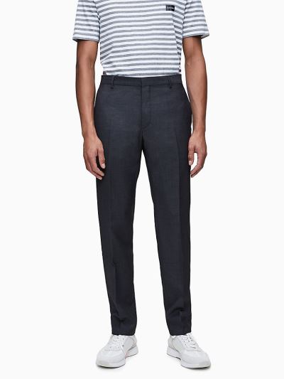 Calvin Klein Ruhák HU372151 | Calvin Klein Virgin Wool Férfi Öltöny Nadrág Sötét Szürke
